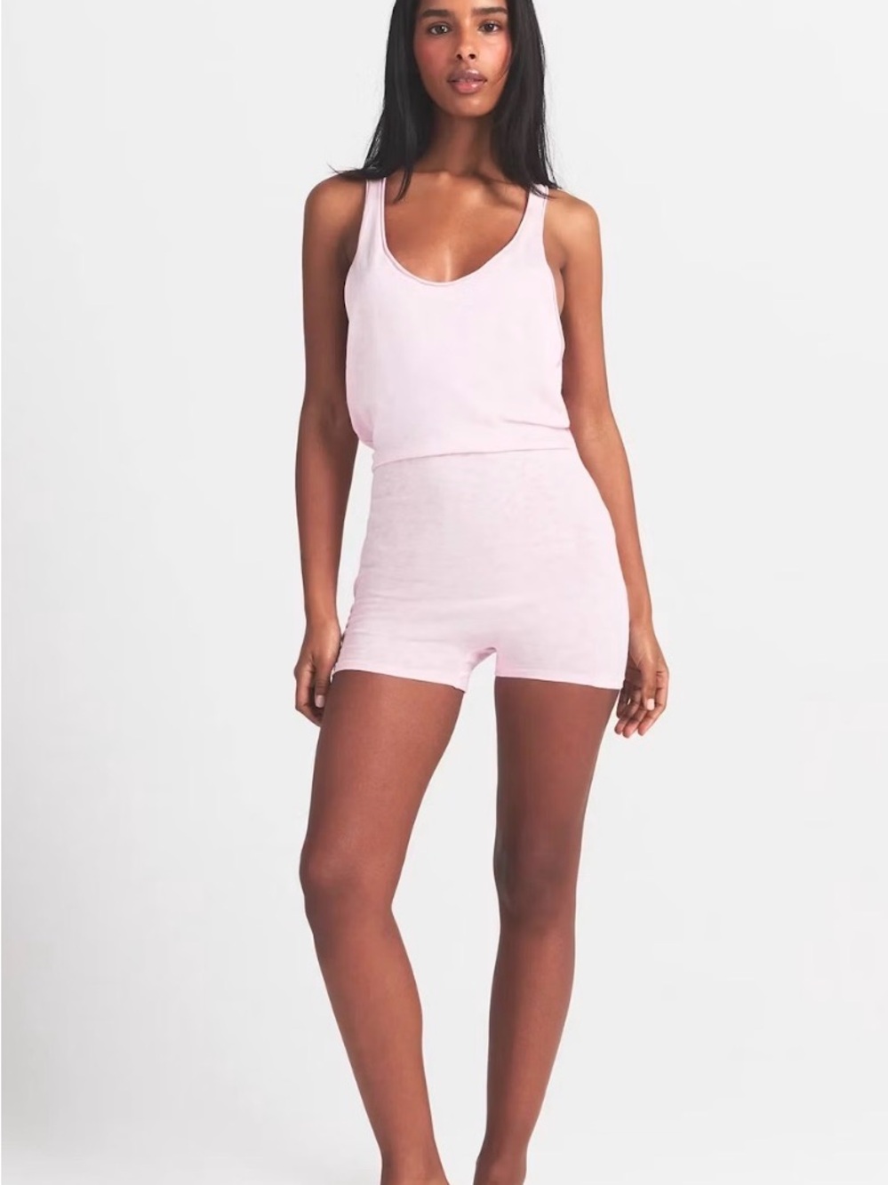 SKIMS Women's Heart Cutout Onesie Jumpsuit in Light Pink - Picture 5 of 7